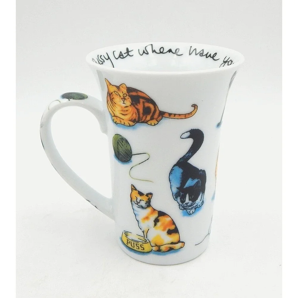 Cat Tea Coffee Mug Porcelain Bone China Paul Cardew Flair Rimmed 2010 Coaster